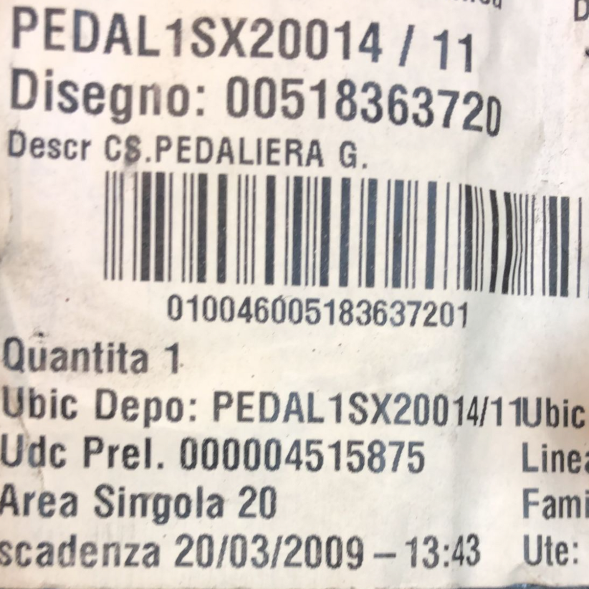 Panner acelerador embreagem freio lancia delta (2008> 2014) COD: 00518363720