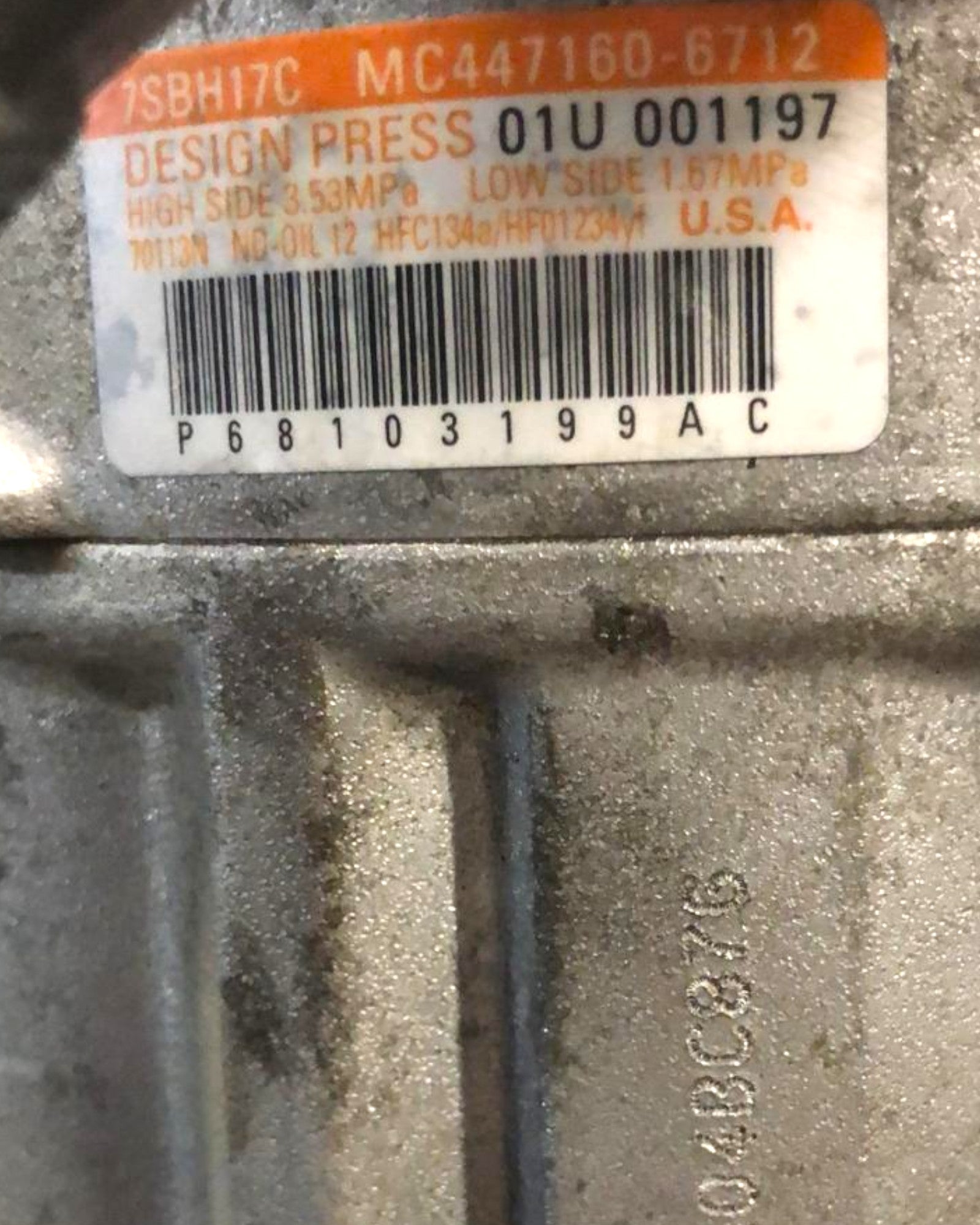 Compressor de ar condicionado Jeep Cherokee 2.2 Diesel (2012> 2023) COD: P68103199AC