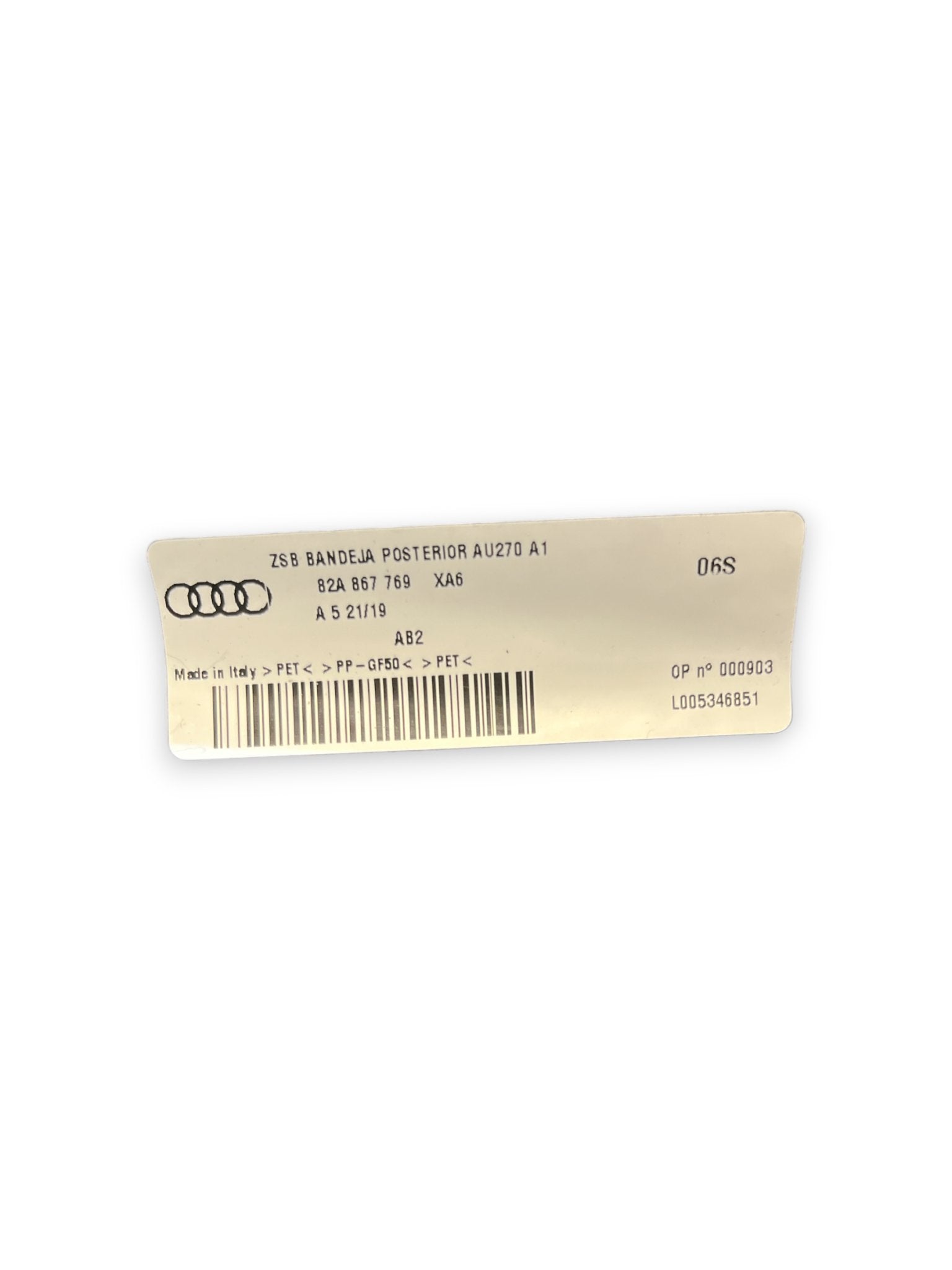 Cappelliera Copribagagli Audi A1 ( 2021 ) cod : 82A867769 5 porte - F&P CRASH SRLS - Ricambi Usati