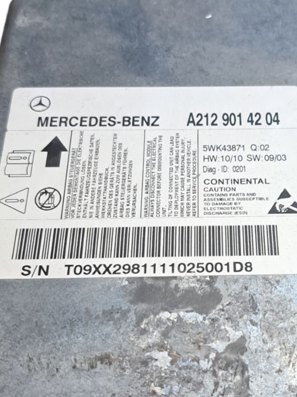 Centralina Airbag Mercedes Classe E W212 (2009 - 2016) COD:A2129014204 - F&P CRASH SRLS - Ricambi Usati