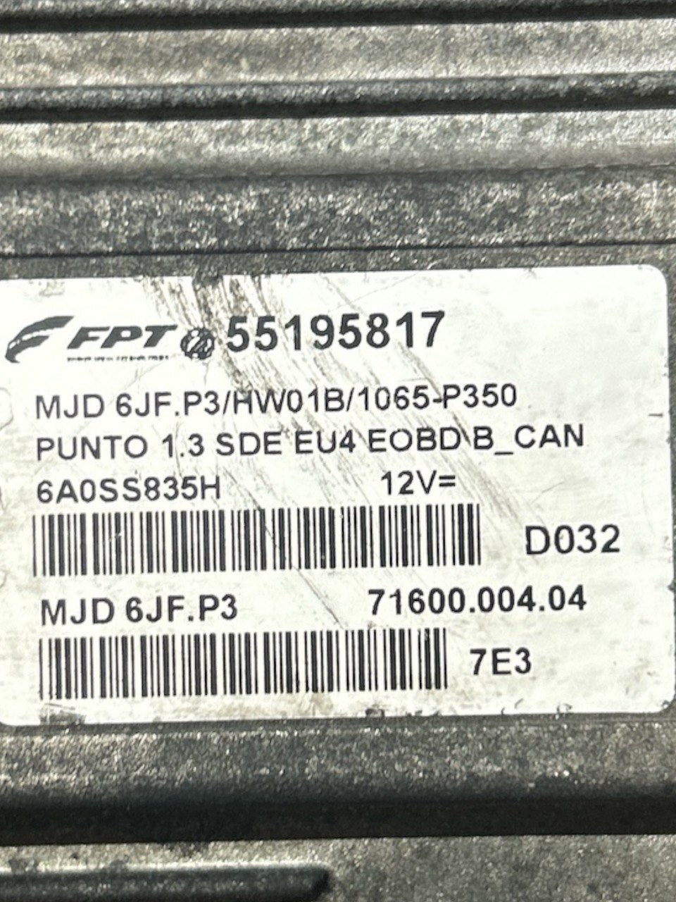 Centralina ECU Motore Fiat Grande Punto 1.3 Diesel (2005 > 2012) cod.55195817 - F&P CRASH SRLS - Ricambi Usati