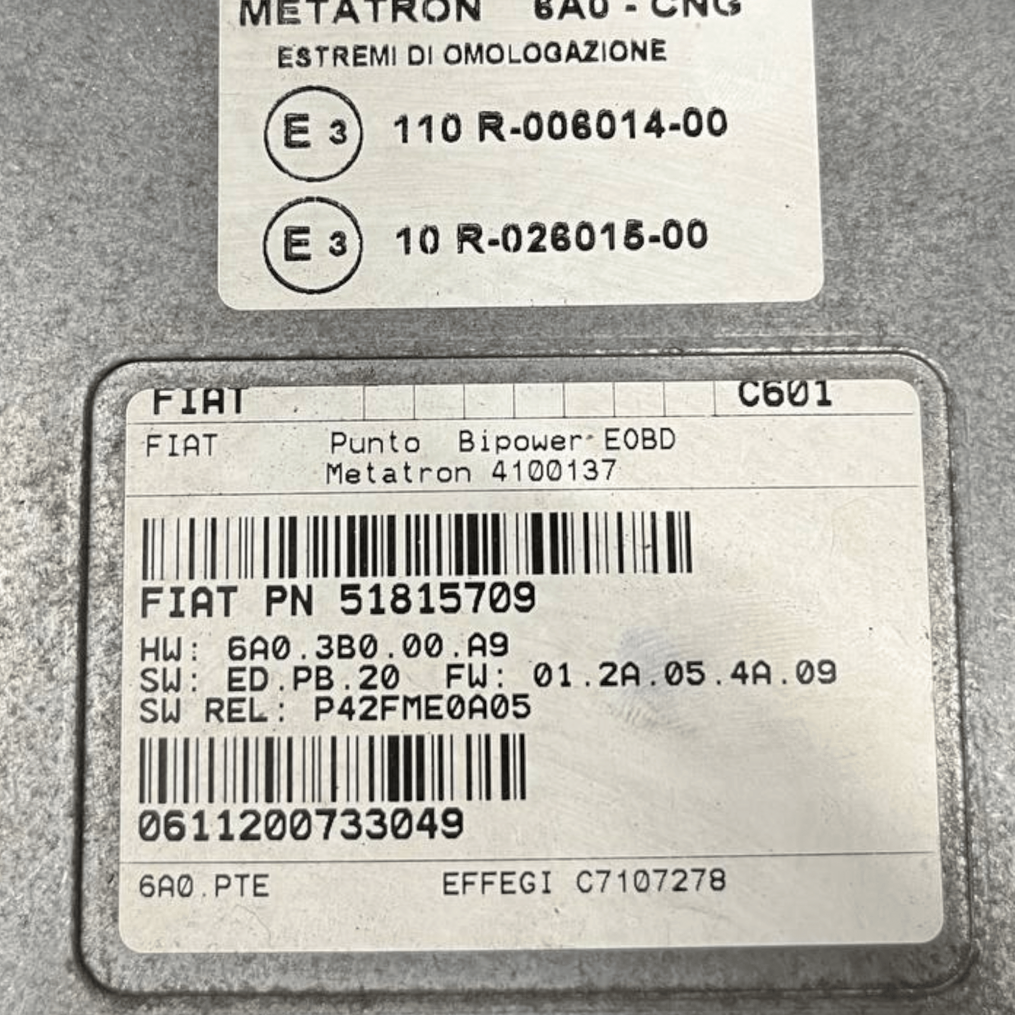 Centralina ecu motore Fiat Punto 188 1.2 benzina - Metano (1999 - 2005) cod.51815709 /110R - 006014 - 00 - F&P CRASH SRLS - Ricambi Usati