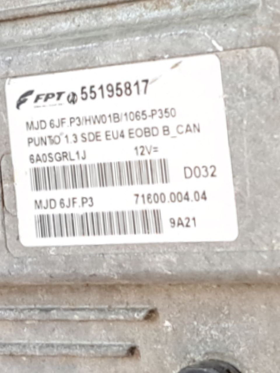 Centralina ECU Motore Fiat Punto 188 1.3 mjt (2003) COD:55195817 - F&P CRASH SRLS - Ricambi Usati