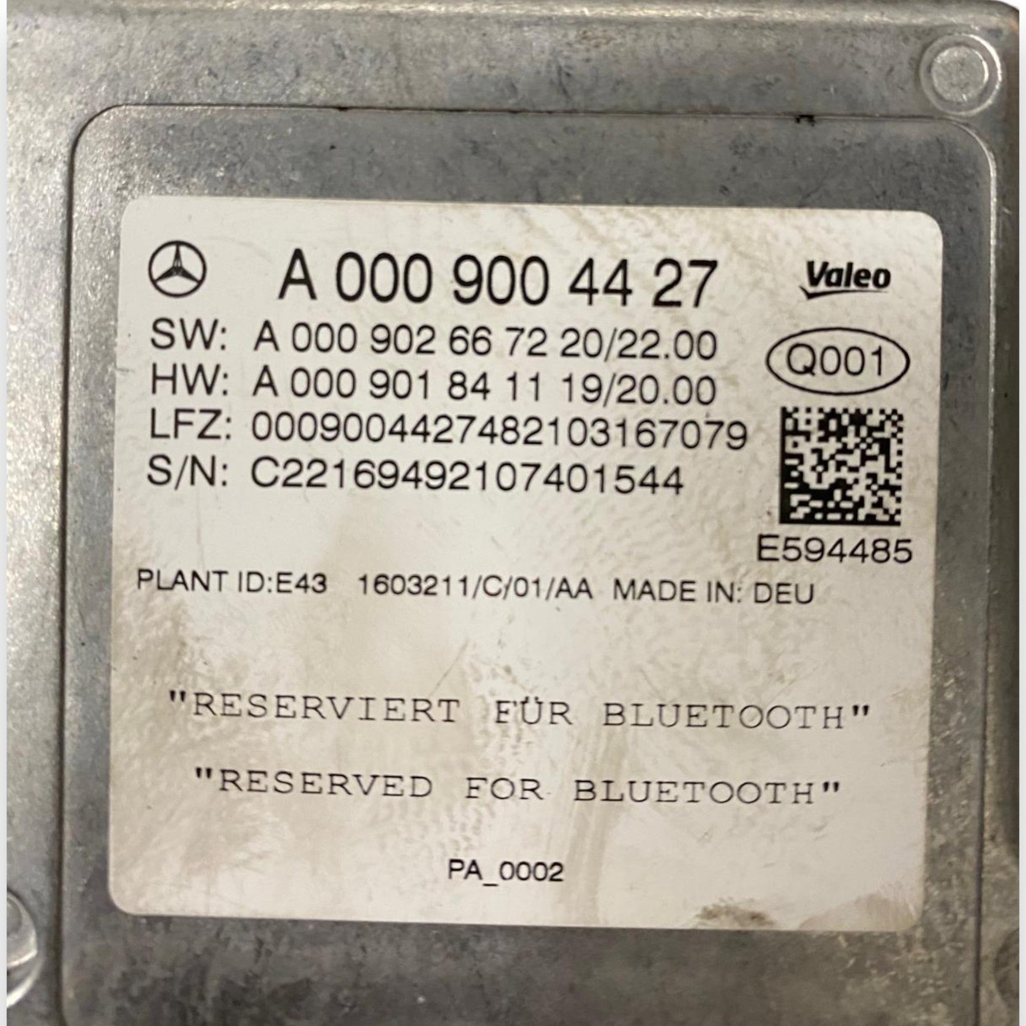 Centralina sensori di parcheggio Mercedes Benz GLC X253 (2015 - 2023) Cod: A0009004427 - F&P CRASH SRLS - Ricambi Usati