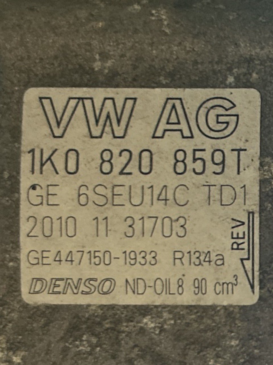 Compressore Aria Condizionata Seat Leon IV 1.4 Benzina (2020 > ) cod.1K0820859T - F&P CRASH SRLS - Ricambi Usati