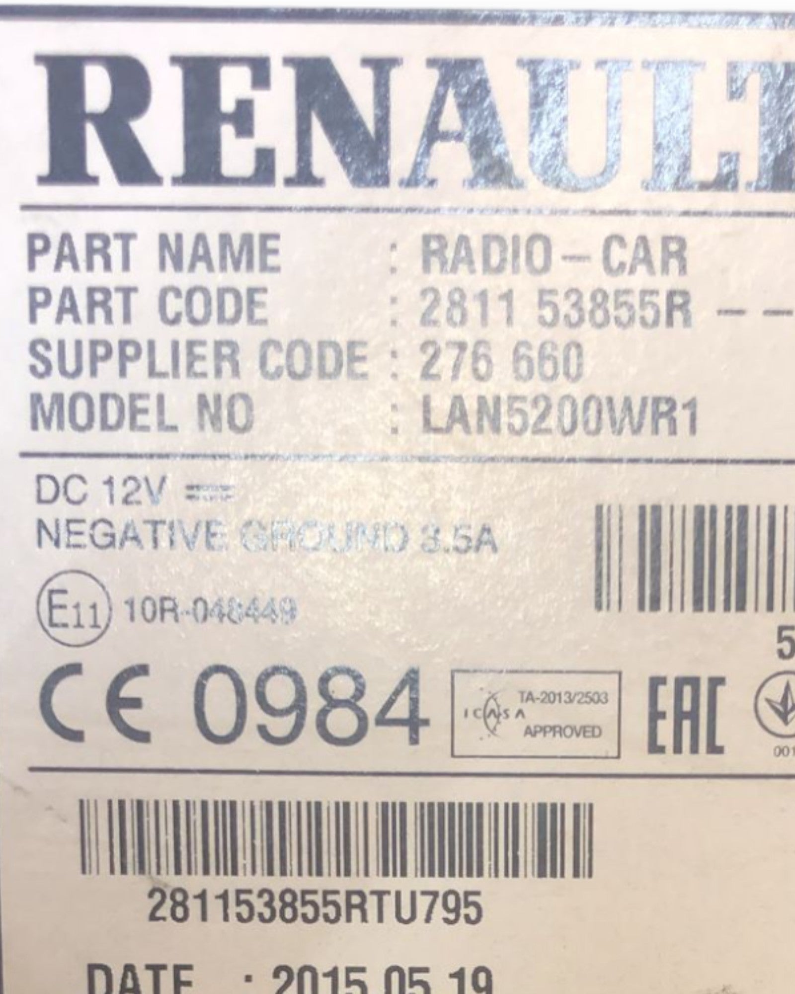 Display / Autoradio Renault Dacia Duster (2010 > 2017) cod:281153855R - F&P CRASH SRLS - Ricambi Usati