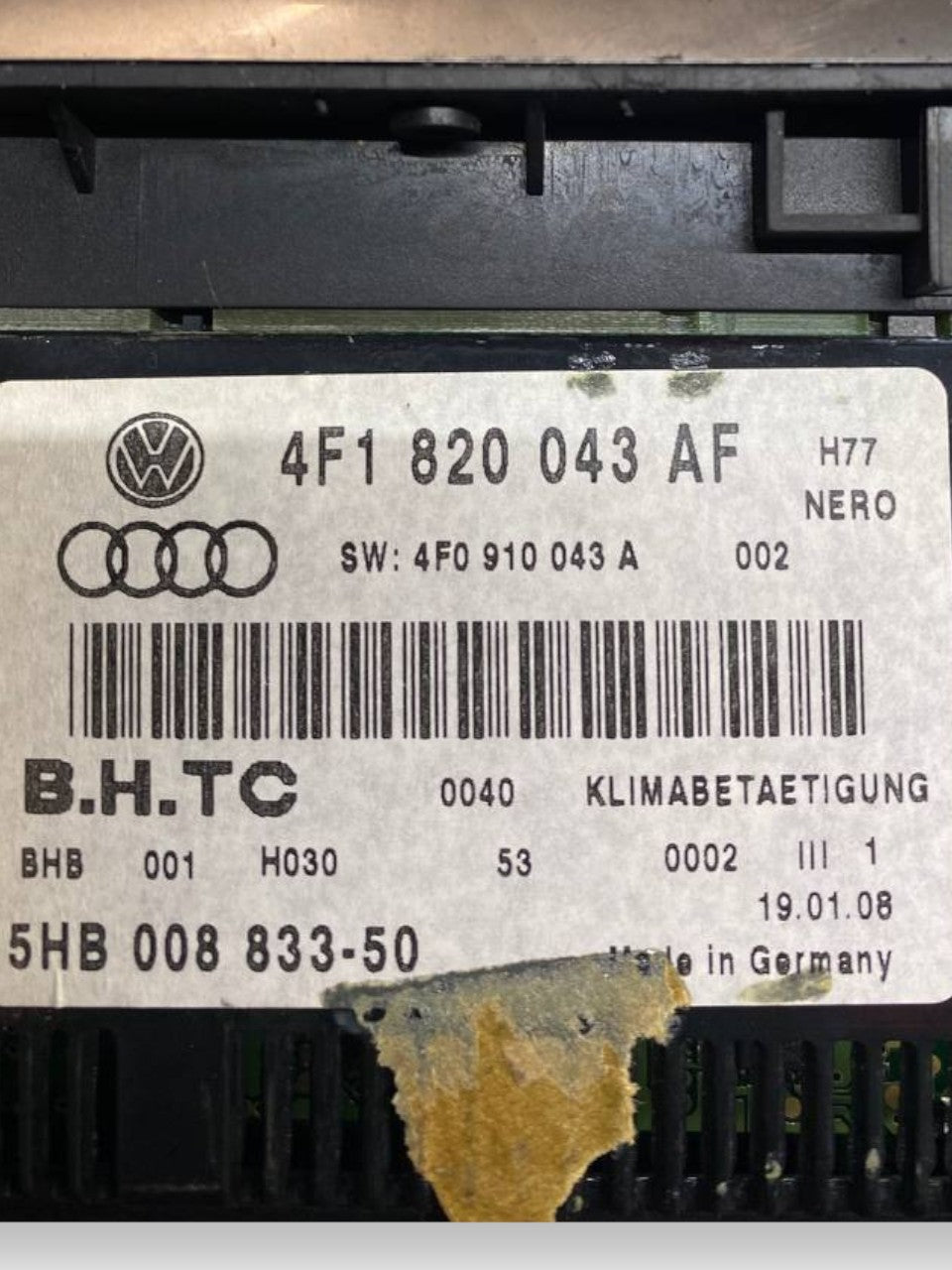 Gruppo Comandi Clima Audi A6 (2010) cod: 4F1820043AF - F&P CRASH SRLS - Ricambi Usati