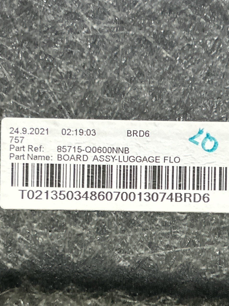 Ripiano / Tappeto Bagagliaio Hyundai Bayon (2021 > ) cod.85715 - Q0600 - F&P CRASH SRLS - Ricambi Usati